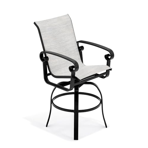 Winston Palazzo Sling Swivel Bar Stool Black Night/Blue Blush
