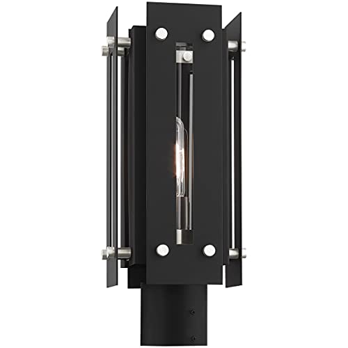 Livex 1 Light Black Outdoor Post Top Lantern Nickel