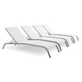 Pemberly Row Mesh Patio Chaise Lounge Set of 4 White