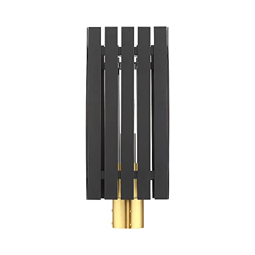Livex 1 Light Black Outdoor Post Top Lantern Brass