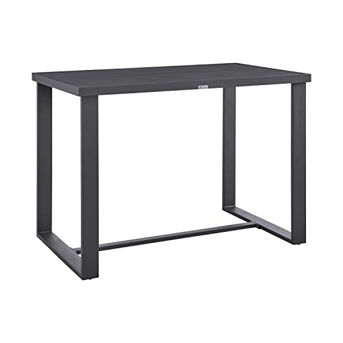 Armen Living Menorca Outdoor Patio 5-Piece Aluminum Bar Set Grey