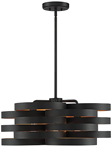 Possini Euro Design Zia Black Gold Metal 6-Light Chandelier Black