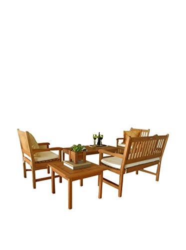 Amazonia Milano 5-Piece Outdoor Seating Dining Set Eucalyptus Wood Amazonia
