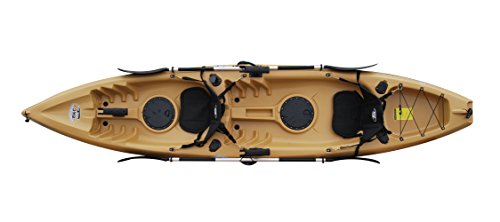 BKC TK181 12.5' Tandem Sit On Top Kayak W/ 2 Soft Padded Seats, Paddles, 7 Rod Holders - Desert