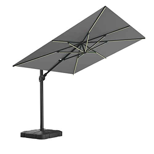 Midtown Umbrellas 9x9 Ft Outdoor Cantilever Patio Umbrella Sunbrella Cast Slate