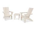 Polywood Modern 3-Piece Curveback Adirondack Chair Set with End Table Sand