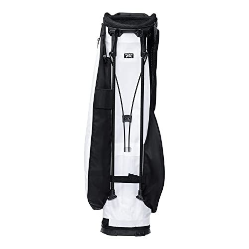 PXG Golf Lightweight Carry Bag with Carbon Fiber Stand Legs, 4-Way Top, Disconnect Straps, Padded Back Panel, Insulated Water Bottle Pocket, and Snap-on Rain Hood Black and White