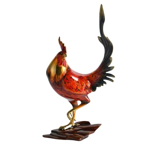 FENGSHUI-CAISHEN Colourful Metal Rooster Statue