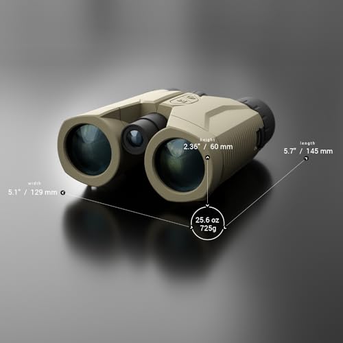 Force Technologies ATN 10x42 Laser Ballistics Binocular with Laser Rangefinder, Bluetooth, Ballistic Calculator and Mobile App Sand