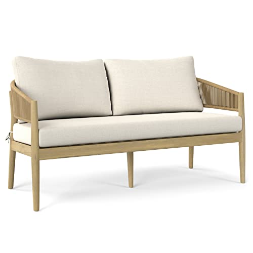 SIMPLIHOME Bayshore Contemporary 4 Piece Outdoor Conversation Set Natural
