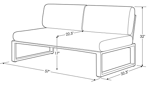 ZURI Modern Kore Outdoor Armless Loveseat with Quick Drying Cushions Aluminum Frame White/Lime