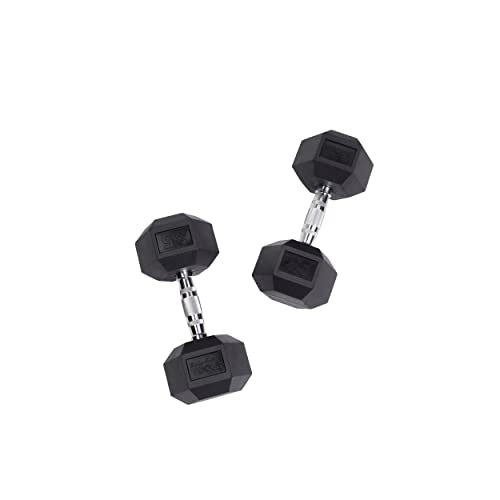 Body-Solid Rubber Hex Dumbbell Set 5-50 lbs Black