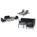 Christopher Knight Home Cape Coral 11-Piece Outdoor Aluminum Conversation Set with Chaise Lounge and Fire Table Gray + Dark Gray + Light Gray