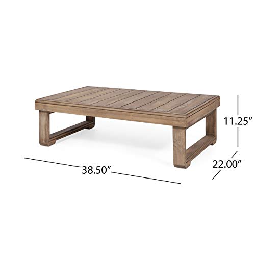 Christopher Knight Home Randy Outdoor Acacia Wood Loveseat Set with Coffee Table Brown and Beige