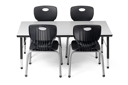 Schooled School Chair and Table Set Height Adjustable Black