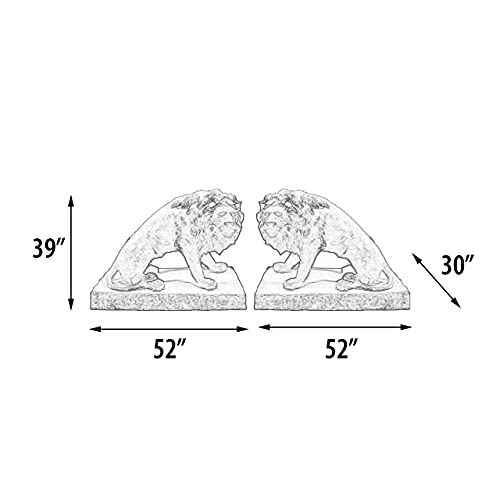 AFD Home 39" Guardian Entry Gate Lions Stone Cast Set of 2 Sand Stone
