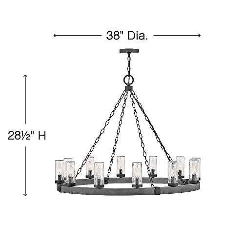 Bailey Street Home Industrial Farmhouse Twelve Light Chandelier Black