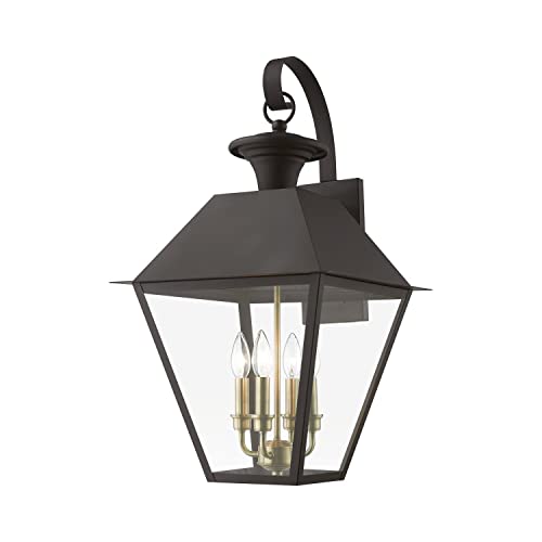 Livex Wentworth 4-Light Extra Large Outdoor Wall Lantern Bronze/Antique Brass