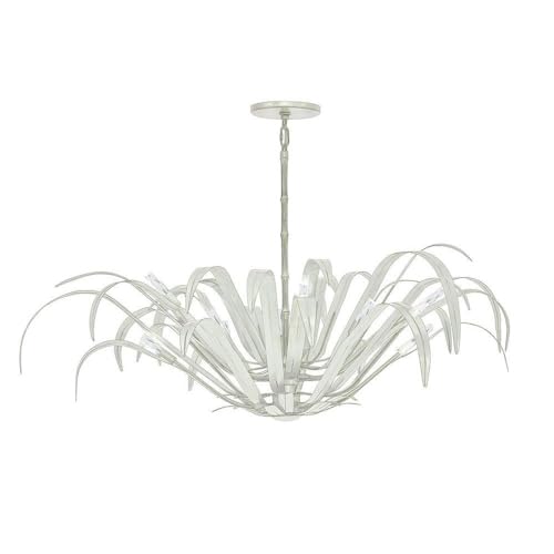 Eurofase Kagra 12-Light Pendant Modern Style 21-Inch Tall 56-Inch Wide Distressed White