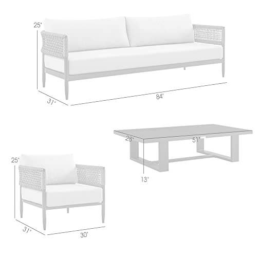 Armen Living Felicia Modern Outdoor Patio Conversation Set 4 Piece Black