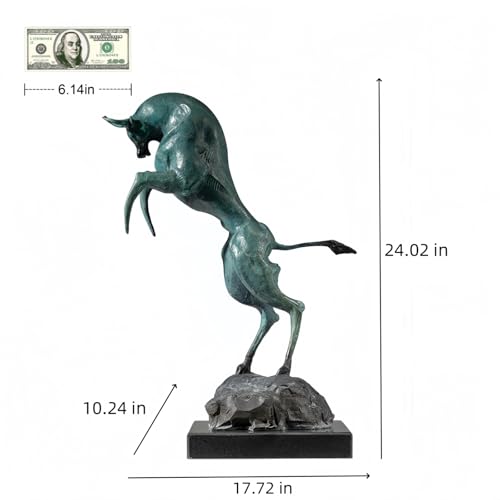 FENGSHUI-CAISHEN Blue Pure Copper Wall Street Bull Statue