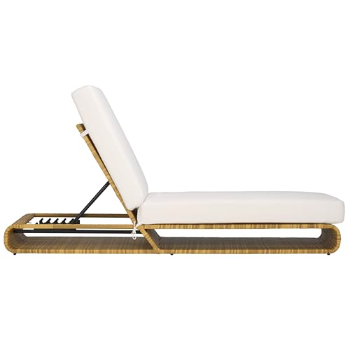 Safavieh Outdoor Collection Vale Natura/White Adjustable Chaise Lounge Chair Natural/White