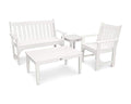 Polywood Vineyard 4-Piece Bench Seating Set White