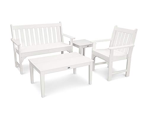 Polywood Vineyard 4-Piece Bench Seating Set White