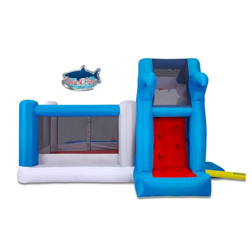 Blast Zone Shark Park Inflatable Water Park Bouncer White/Red/Blue