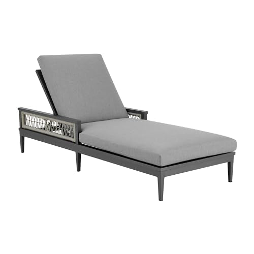 Armen Living Zella Modern Outdoor Patio Chaise Lounge Chair Light Gray