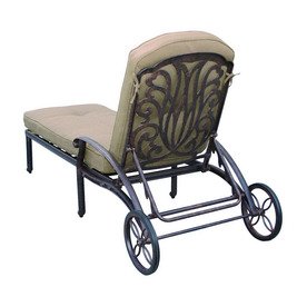 Patio Land Elizabeth Outdoor Patio 3pc Chaise Lounges Set Dark Bronze Cast Aluminum Walnut