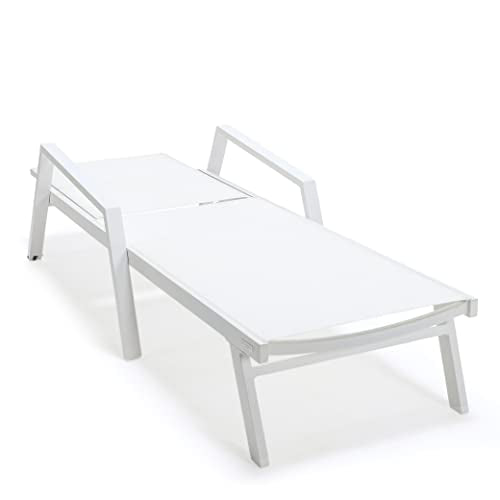 LeisureMod Modern White Sling Chaise Lounge Chair Set of 2