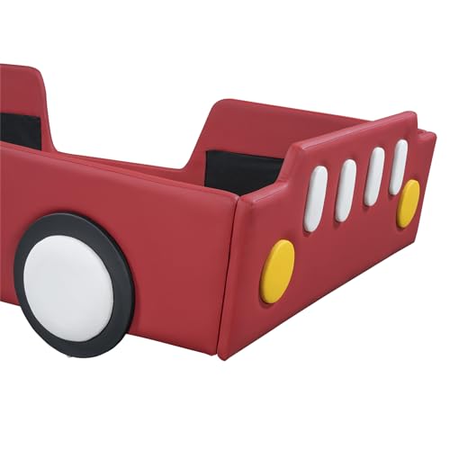 Merax Race Car Twin Bed Frame with Wheels Red