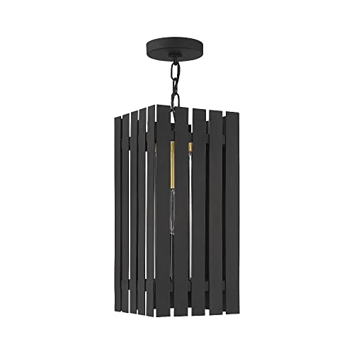 Livex 1 Light Satin Brass Outdoor Pendant Lantern Brass
