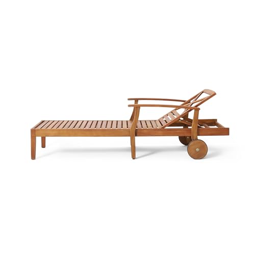 Christopher Knight Home Perla Outdoor Acacia Wood Adjustable Chaise Lounge Set of 4 Teak