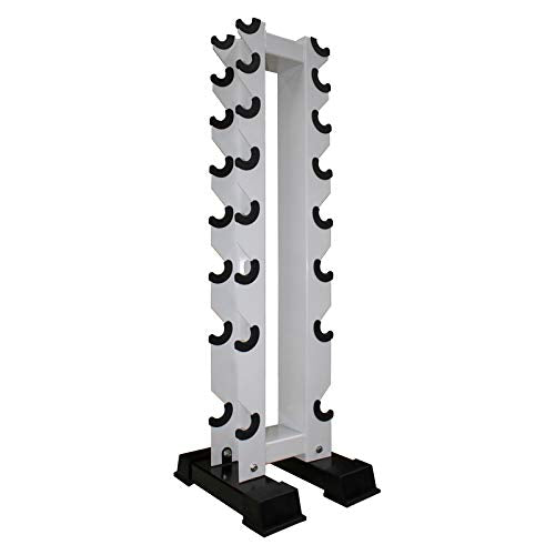 Ader Sporting Goods Hex Cast Iron Dumbbell Set with Vertical Rack Grey