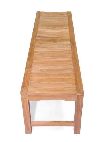 GOLDENTEAK 60-Inch Backless Teak Bench Golden Honey Brown
