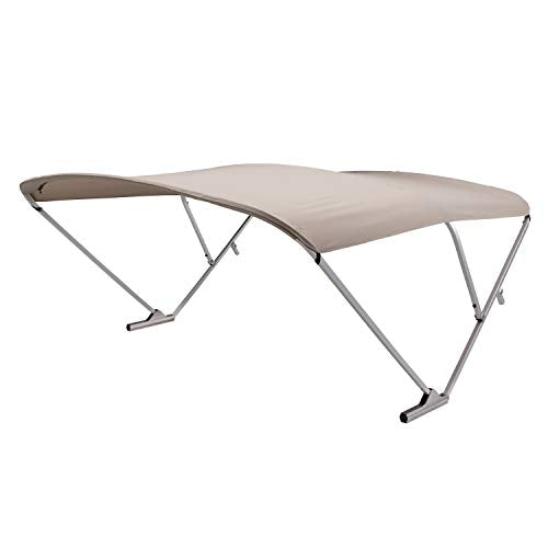 SureShade Power Pontoon Bimini Top Clear Anodized Frame Beige