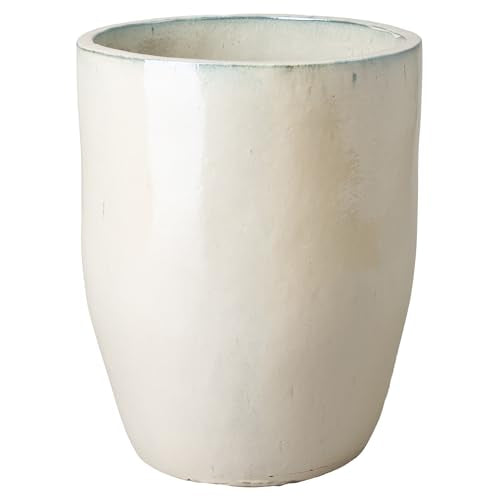 Emissary 22in Round Stoneware Planter Pearl White