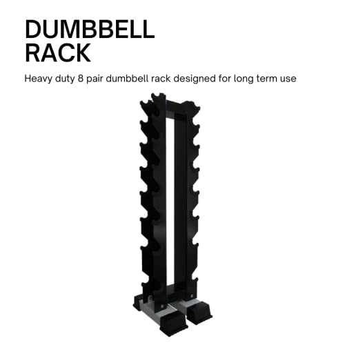 Ader Sporting Goods Rubber Dumbbell Set with Rack Black