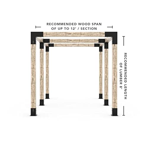 TOJAGRID Double Pergola Kit for 6x6 Wood Posts Black