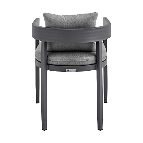 Armen Living Argiope Outdoor Patio Dining Chairs Set of 2 Dark Grey