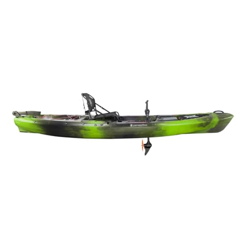 Perception Kayaks Pescador Pilot 12 Sit on Top Fishing Kayak Pedal Drive Adjustable Lawn Chair Seat Tackle Storage Moss Camo