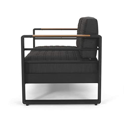 Roomfitters Modern 2-Seater Outdoor Loveseat with Aluminum Frame and Cushions Black
