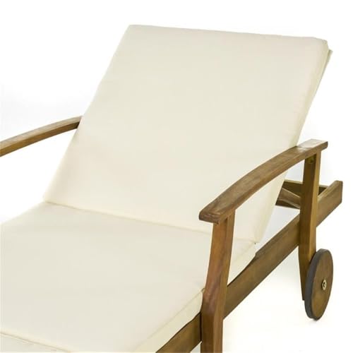 Great Deal Furniture Outdoor Teak Finish Chaise Lounge Set of 4 with Cream Water Resistant Cushion