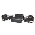 Christopher Knight Home Ostrander Outdoor Conversation Set Black Natural Dark Gray