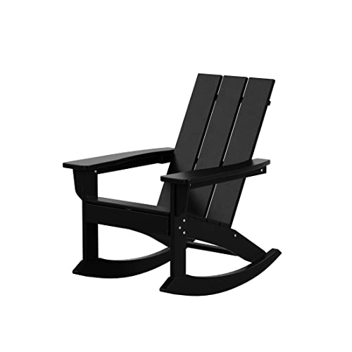 WO WESTIN OUTDOOR Modern 5 PCS HDPE Patio Rocking Chair Set Black