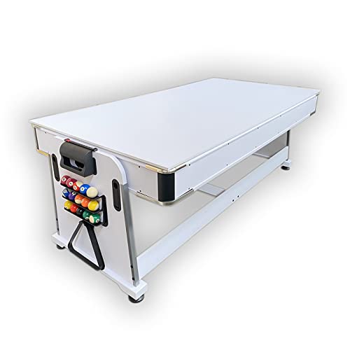 SIMBASHOPPING USA Pool Table 7FT Multigame Blue Air Hockey + Table Tennis + Table Top - Polar Blue, White