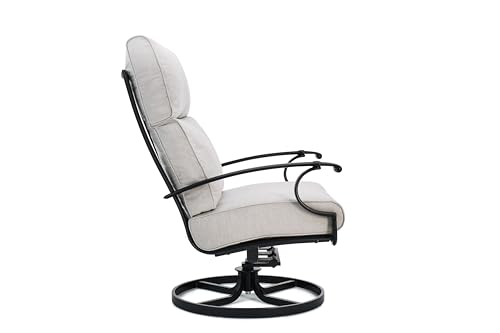 Winston Manor Ultra High Back Swivel Rocker Lounge Chair Weathered Teak/Linen Lace