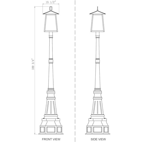 Z-Lite Rainer 5 Light 110" Tall Post Light Black